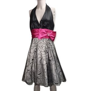 B.Darin halter dress with statement bow
